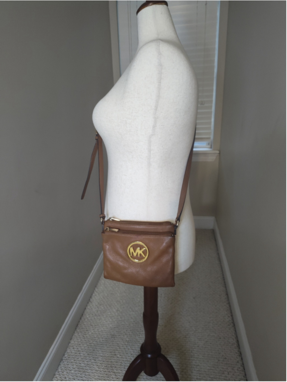Women's Michael Kors Brown Gold Crossbody Bag One Size